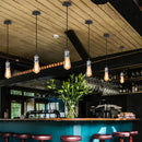 Vintage led wood ceiling pendant light dining room glass globe by Decorbites