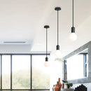 Vintage led wood ceiling pendant light dining room glass globe by Decorbites