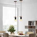 Vintage led wood ceiling pendant light dining room glass globe by Decorbites