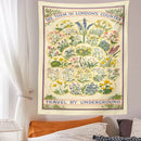 Vintage london underground botanical wildflower tapestry bedroom wall hanging by Decorbites