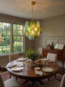 Vintage Murano Green Glass Disks Chandelier