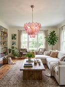 Pink Disc Murano Chandelier