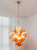Vintage Orange Transparent Disc Chandelier