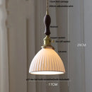 GobekUsa Ceramic Knob Switch LED Pendant Lamp, Nordic Walnut Wood Hanging Light Fixtures for Living Room