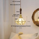 GobekUsa Ceramic Knob Switch LED Pendant Lamp, Nordic Walnut Wood Hanging Light Fixtures for Living Room