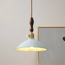 GobekUsa Ceramic Knob Switch LED Pendant Lamp, Nordic Walnut Wood Hanging Light Fixtures for Living Room