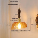 GobekUsa Ceramic Knob Switch LED Pendant Lamp, Nordic Walnut Wood Hanging Light Fixtures for Living Room