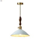 GobekUsa Ceramic Knob Switch LED Pendant Lamp, Nordic Walnut Wood Hanging Light Fixtures for Living Room
