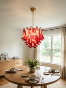 Vintage Red Glass Murano Petals Chandelier