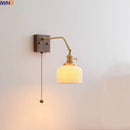 GobekUsa Ceramic Copper LED Wall Lamps Pull Chain Switch Modern Stair Light Fixtures