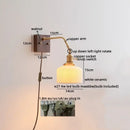 GobekUsa Ceramic Copper LED Wall Lamps Pull Chain Switch Modern Stair Light Fixtures