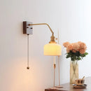 GobekUsa Ceramic Copper LED Wall Lamps Pull Chain Switch Modern Stair Light Fixtures