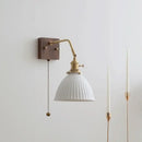 GobekUsa Ceramic Copper LED Wall Lamps Pull Chain Switch Modern Stair Light Fixtures