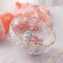 Vintage rose etched glass salad bowl with gold rim dining room by Decorbites