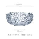 Vintage rose etched glass salad bowl with gold rim dining room by Decorbites