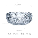 Vintage rose etched glass salad bowl with gold rim dining room by Decorbites