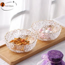 Vintage rose etched glass salad bowl with gold rim dining room by Decorbites