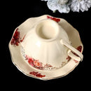 Vintage rose porcelain coffee mug with golden edge dining room set by Decorbites