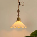 GobekUsa Cream Glass LED Pendant Lamp - Nordic Minimalist Brass Hanging Light
