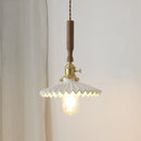 GobekUsa Ceramic Walnut Wood LED Pendant Light Fixture for Dining Room and Home Decor