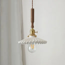 GobekUsa Ceramic Walnut Wood LED Pendant Light Fixture for Dining Room and Home Decor