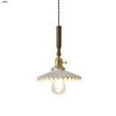 GobekUsa Ceramic Walnut Wood LED Pendant Light Fixture for Dining Room and Home Decor