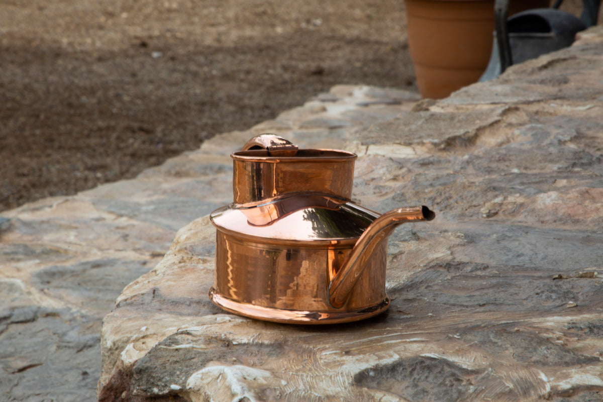 Vintage Short Copper Watering Can Premium Solid Hand Patina Antique Garden Style, photo 3 of 8