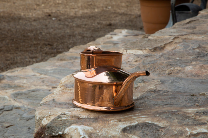Vintage Short Copper Watering Can Premium Solid Hand Patina Antique Garden Style, photo 3 of 8