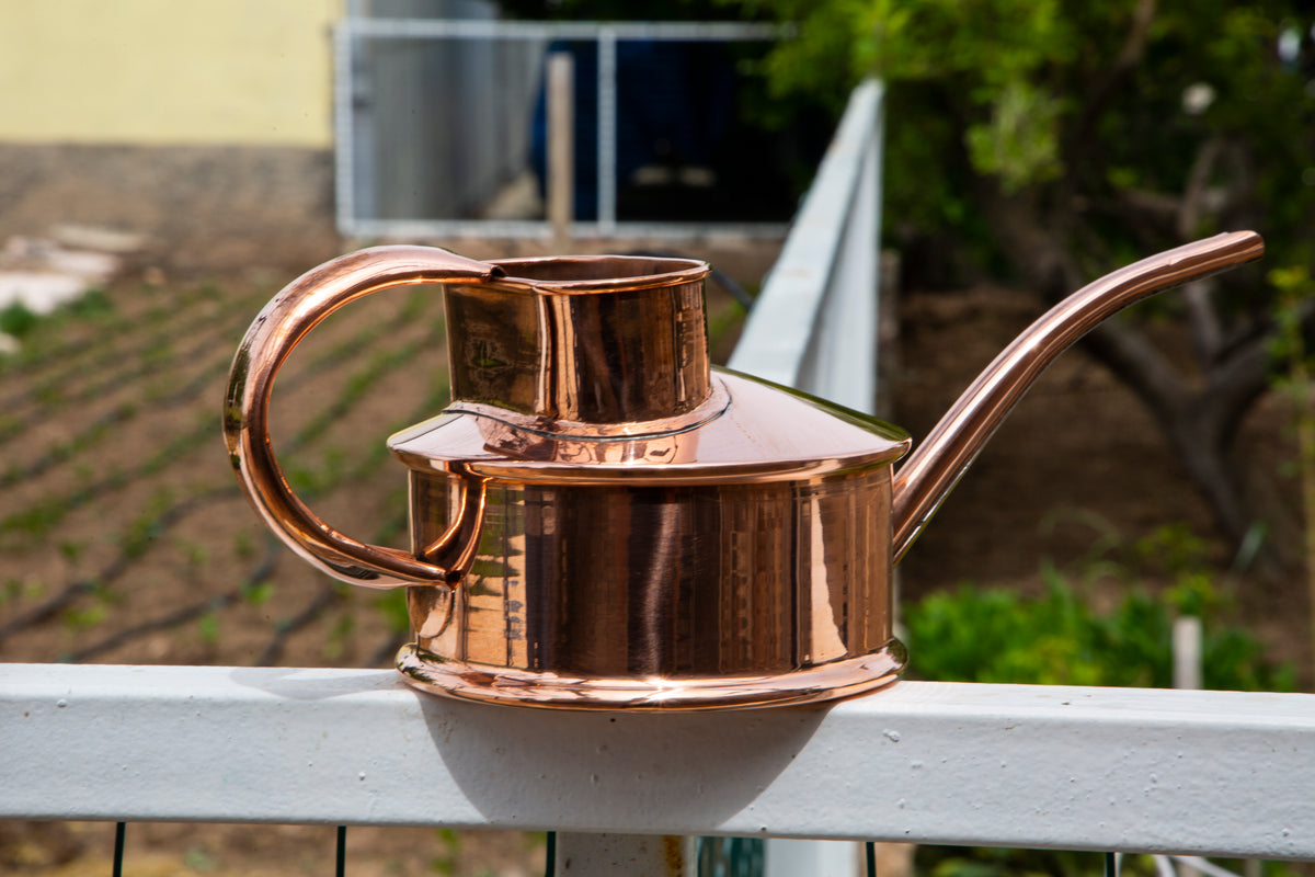 Vintage Short Copper Watering Can Premium Solid Hand Patina Antique Garden Style, photo 4 of 8