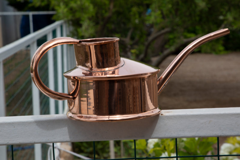 Vintage Short Copper Watering Can Premium Solid Hand Patina Antique Garden Style, photo 5 of 8