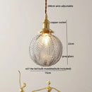 GobekUsa Glass Copper LED Hanging Light: Nordic Pendant Lamp, Living Room Bedroom Coffee Knob Switch