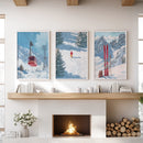 Snowy Mountain Wall Art Set: Skier, Red Skis, Snowy Trees by Wall Art Set