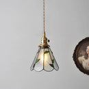 GobekUsa Glass Copper Pendant Light with Wood Knob Switch: Modern Nordic LED Hanging Lamp