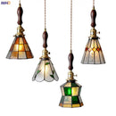 GobekUsa Glass Copper Pendant Light with Wood Knob Switch: Modern Nordic LED Hanging Lamp