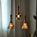 GobekUsa Glass Copper Pendant Light with Wood Knob Switch: Modern Nordic LED Hanging Lamp