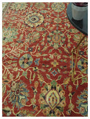 Vintage Style 9x12 Fine Hand Knotted Rust, Olive and Beige Traditional Serapi wool rug