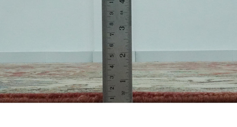 Vintage Style 9x12 Fine Hand Knotted Rust, Olive and Beige Traditional Serapi wool rug