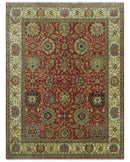 Vintage Style 9x12 Fine Hand Knotted Rust, Olive and Beige Traditional Serapi wool rug