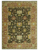 Vintage Style Antique design Green and Rust 8x10 Traditional Floral wool area rug by The Rug Decor