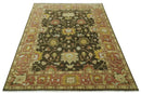 Vintage Style Antique design Green and Rust 8x10 Traditional Floral wool area rug by The Rug Decor