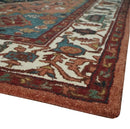 Vintage Style Black, Rust, Teal and Ivory Hand Tufted 8x10 Traditional wool Area Rug by The Rug Decor