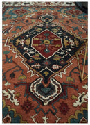 Vintage Style Black, Rust, Teal and Ivory Hand Tufted 8x10 Traditional wool Area Rug by The Rug Decor