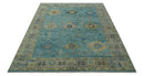 Vintage Style Blue, Beige and silver Hand Knotted Traditional Oushak wool area Rug by The Rug Decor