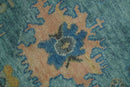 Vintage Style Blue, Beige and silver Hand Knotted Traditional Oushak wool area Rug by The Rug Decor