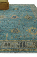 Vintage Style Blue, Beige and silver Hand Knotted Traditional Oushak wool area Rug by The Rug Decor