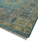 Vintage Style Blue, Beige and silver Hand Knotted Traditional Oushak wool area Rug by The Rug Decor