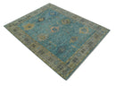 Vintage Style Blue, Beige and silver Hand Knotted Traditional Oushak wool area Rug by The Rug Decor