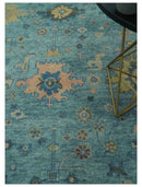 Vintage Style Blue, Beige and silver Hand Knotted Traditional Oushak wool area Rug by The Rug Decor