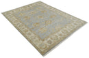 Vintage Style Charcoal, Beige and Olive 8x10 Hand knotted Oushak wool Area Rug