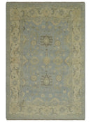 Vintage Style Hand Knotted Gray and Beige 6x9 Traditional Oriental Oushak wool rug by The Rug Decor